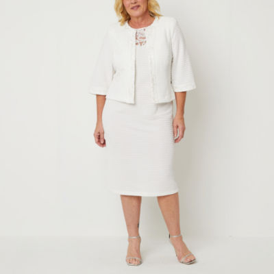 White dress with jacket plus size sale