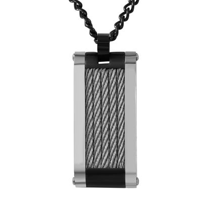 Mens Cubic Zirconia Gold-Tone Ion-Plated Stainless Steel Dog Tag Pendant  Necklace, Color: Yellow - JCPenney