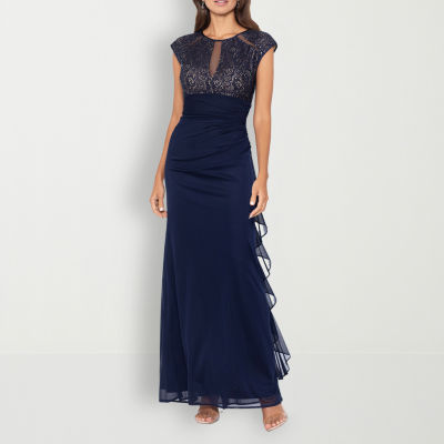 DJ Jaz Cap Sleeve Lace Evening Gown Color Navy JCPenney