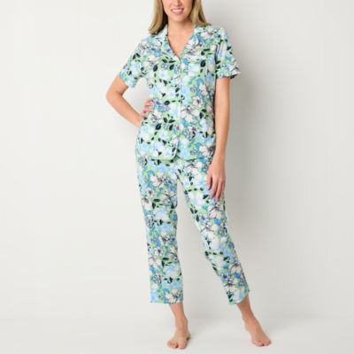 Liz Claiborne Cool and Calm Womens 2-pc. V-Neck Short Sleeve Capri Pajama  Set - JCPenney