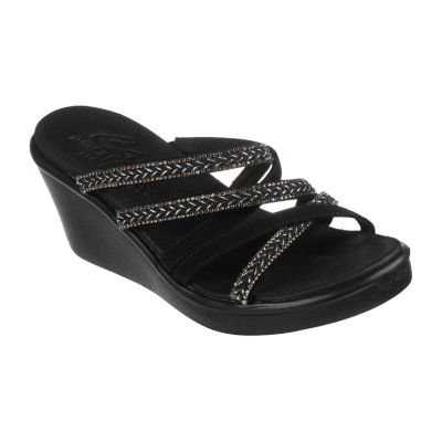 dominar abuela coser Skechers Womens Rumble On Night Out Wedge Sandals, Color: Black - JCPenney