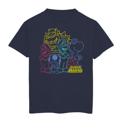 provincie wandelen steak Little & Big Boys Round Neck Super Mario Short Sleeve Graphic T-Shirt,  Color: Navy - JCPenney