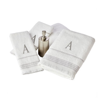 SKL Home Casual Monogram S 2 Pc. Hand Towel Set, White