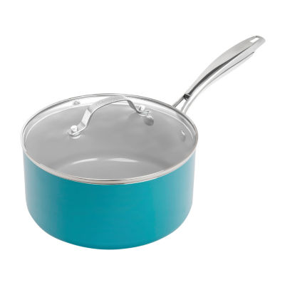 Medium Saucepan Pan Non Stick Pot Sauce Glass Lid Aluminum Nonstick Cooking  3 QT