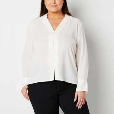 Plus size white button hotsell down shirt