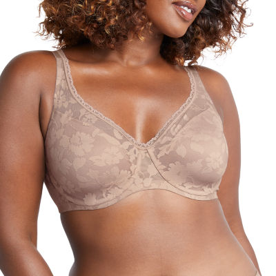 Cacique Lightly Lined Bra in Pale Blush Pink with Gray Floral