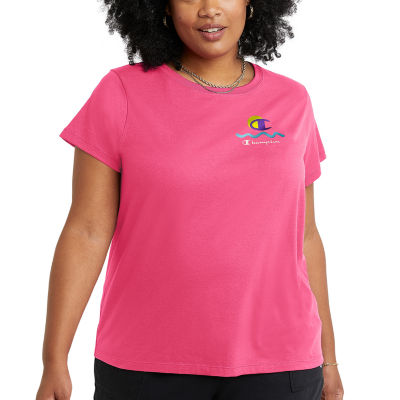 Champion Womens Crew Short Sleeve T-Shirt Plus, Color: Pink -