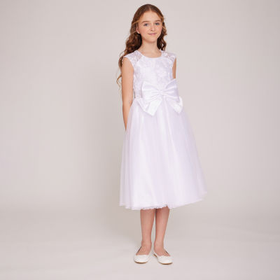 Bonnie Jean Little Big Girls Communion Short Sleeve Cap Sleeve Flower Girl Fit Flare Dress Color White JCPenney