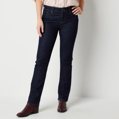 St. John's Bay Womens Mid Rise Secretly Slender Straight Leg Jean - JCPenney