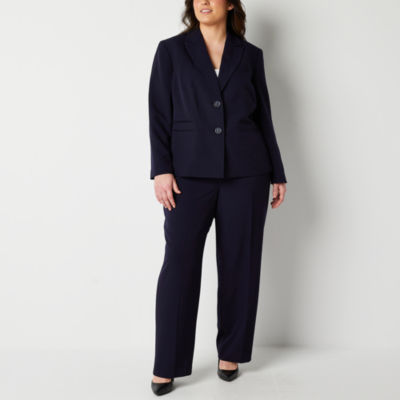 Le Suit 2-pc. Straight Leg Pant Suit-Petite, Color: Black - JCPenney