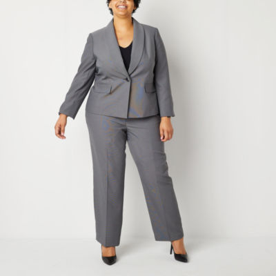 Le Suit 2-pc. Straight Leg Pant Suit-Plus, Color: Grey - JCPenney