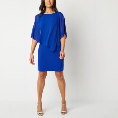 MSK 3/4 Split Sleeve Embellished Cape Sheath Dress, Color: Goddess Blue -  JCPenney