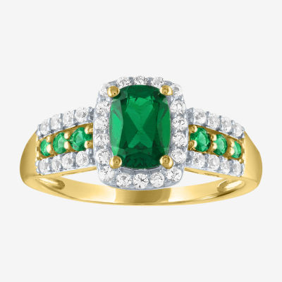 Womens Lab Created Green Emerald 10K Gold Cocktail Ring Color Emerald JCPenney