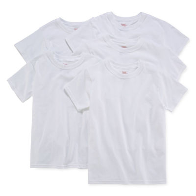 Hanes & Big Boys 5 Pack Crew Neck Short Sleeve T-Shirt, Color: White - JCPenney