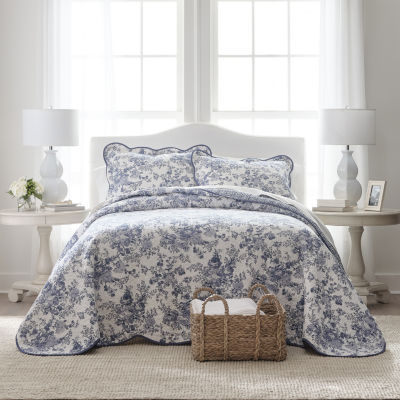 Toile Garden Cotton Bedspread