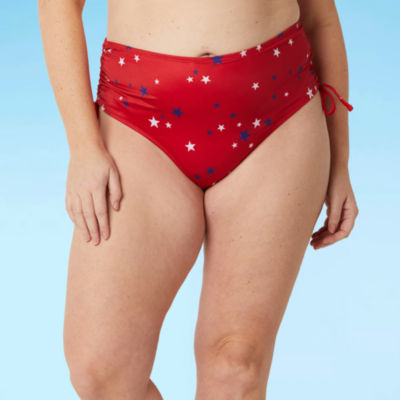 Outdoor Oasis Womens Star High Waist Bikini Swimsuit Bottom Plus, Color: Red  Stars - JCPenney