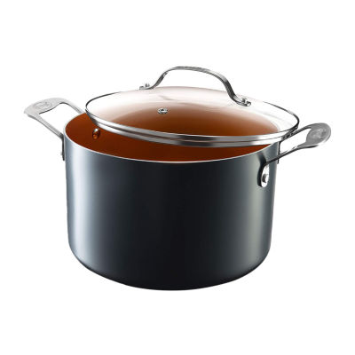 Gotham Steel 7-Qt. Stockpot W/Lid Aluminum Dishwasher Safe Non-Stick  Stockpot, Color: Grey And Copper - JCPenney