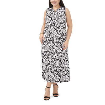 MSK Plus Sleeveless Floral Maxi Dress Color Black White JCPenney