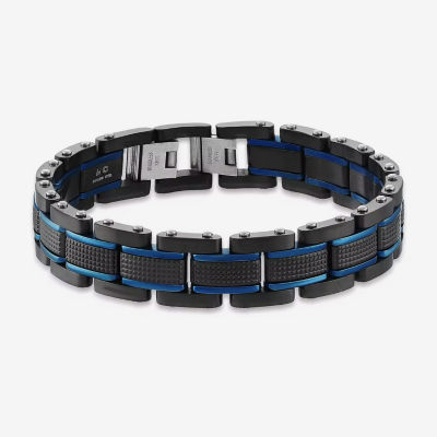 Mens Two-Tone Stainless Steel Textured Bracelet - JCPenney