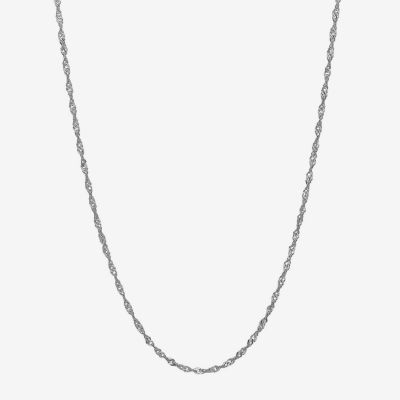 14K White Gold 20 Sparkle Singapore Chain Necklace