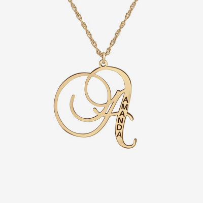 24K Gold Plated 3 Capital Letters Circle Monogram Necklace