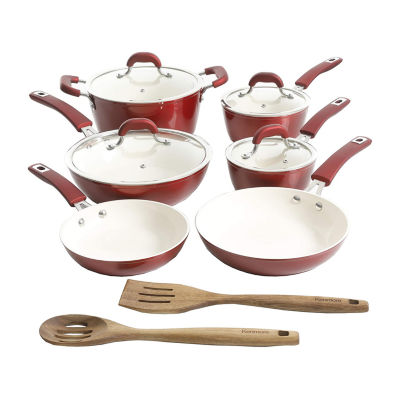 Oster 12-pc. Aluminum Dishwasher Safe Cookware Set, Color: Red - JCPenney