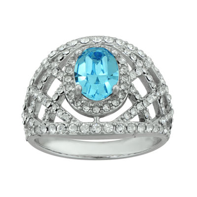 Crystal Sterling Silver Ring-jcpenney, Color: Blue