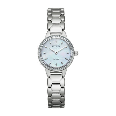 Citizen Quartz Womens Crystal Accent Silver Tone Stainless Steel