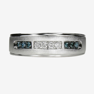 Mens black ring on sale with blue diamonds