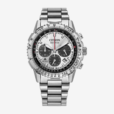 Wccfsteel Citizen Mens Chronograph Silver Tone Stainless Steel Bracelet