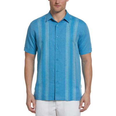 Cubavera Yarn Dye Panel Mens Regular Fit Short Sleeve Panel Button