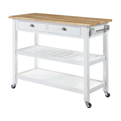 Brantley Granite Top Rolling Kitchen Cart with Towel Rack, Color: White -  JCPenney