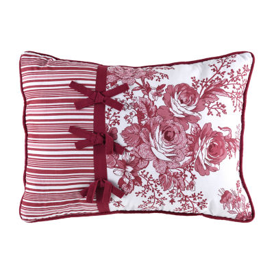 Red Toile Pillow Cover, Dark Red Pillow, Red Floral Decorative