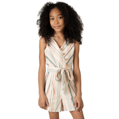 Rare Editions Big Girls Belted Sleeveless Romper Color Oatmeal JCPenney