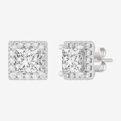 Lab grown princess cut store diamond earrings