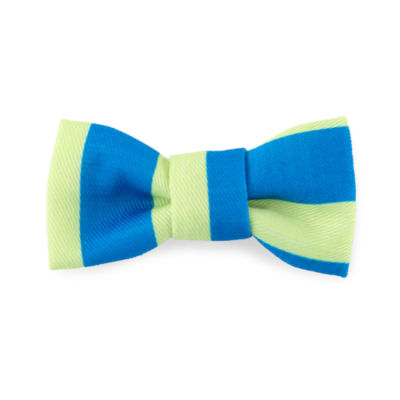 Paw & Tail Blue And Green Striped Dog Bowtie, Color: Blue Green Striped