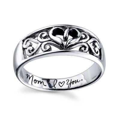 Mom Pavé Heart Ring