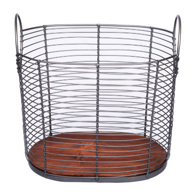 Baum Black Wire Basket with Wood Bottom