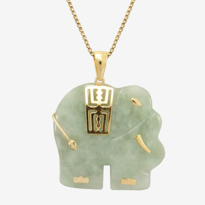 Genuine Jade Elephant Pendant Necklace 14K Sterling Silver JCPenney