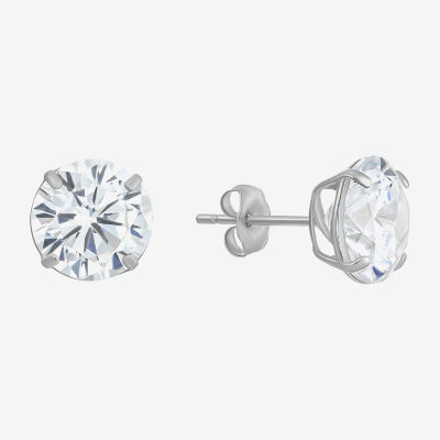 8mm Cubic Zirconia Solitaire Stud Earrings in 14K Gold