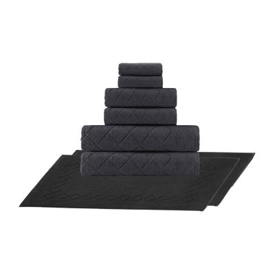 Enchante Home Gracious Turkish Cotton Hand Towel Set of 8 - Anthracite (Grey)