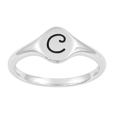 Sterling silver deals signet ring womens