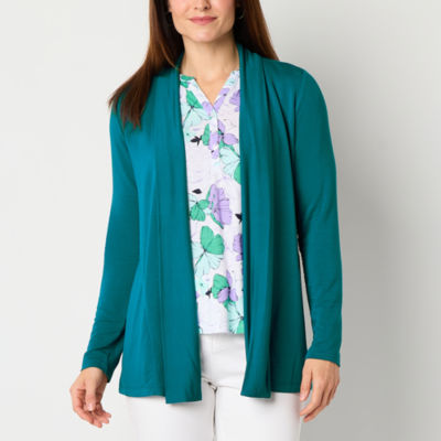 Liz Claiborne Womens Long Sleeve Open Front Cardigan - JCPenney
