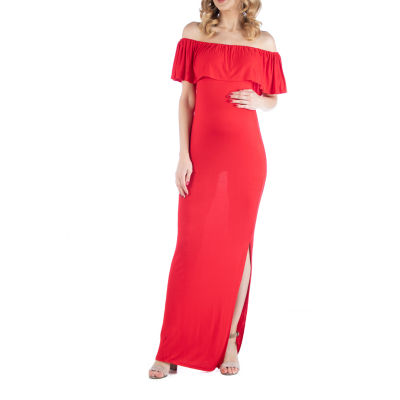 24 7 Comfort Apparel Off Shoulder Ruffle Detail Maxi Dress JCPenney