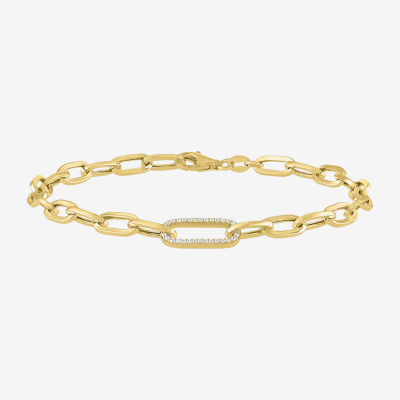 G-H / I1-I2) Womens 14K Gold Over Silver 8 Inch Paperclip