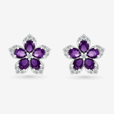 Earrings- Amethyst AAA Grade Sterling Silver 2024 Earrings- 2 pair in 1 AAA Grade Amethyst- 6mm Amethyst Earrings with Sterling Silver Jackets