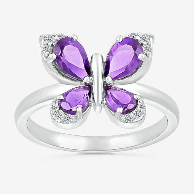 Amethyst butterfly store ring