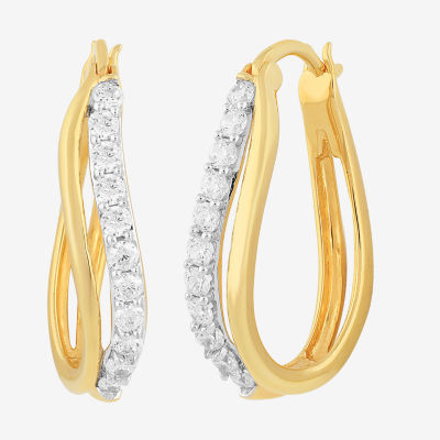 14k gold cubic zirconia 2024 hoop earrings