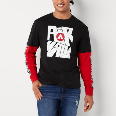 Airwalk Mens Crew Neck Layered Long Sleeve Graphic T-Shirt - JCPenney