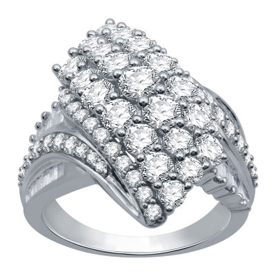 Womens 3 CT. T.W. Mined White Diamond 10K White Gold Cluster